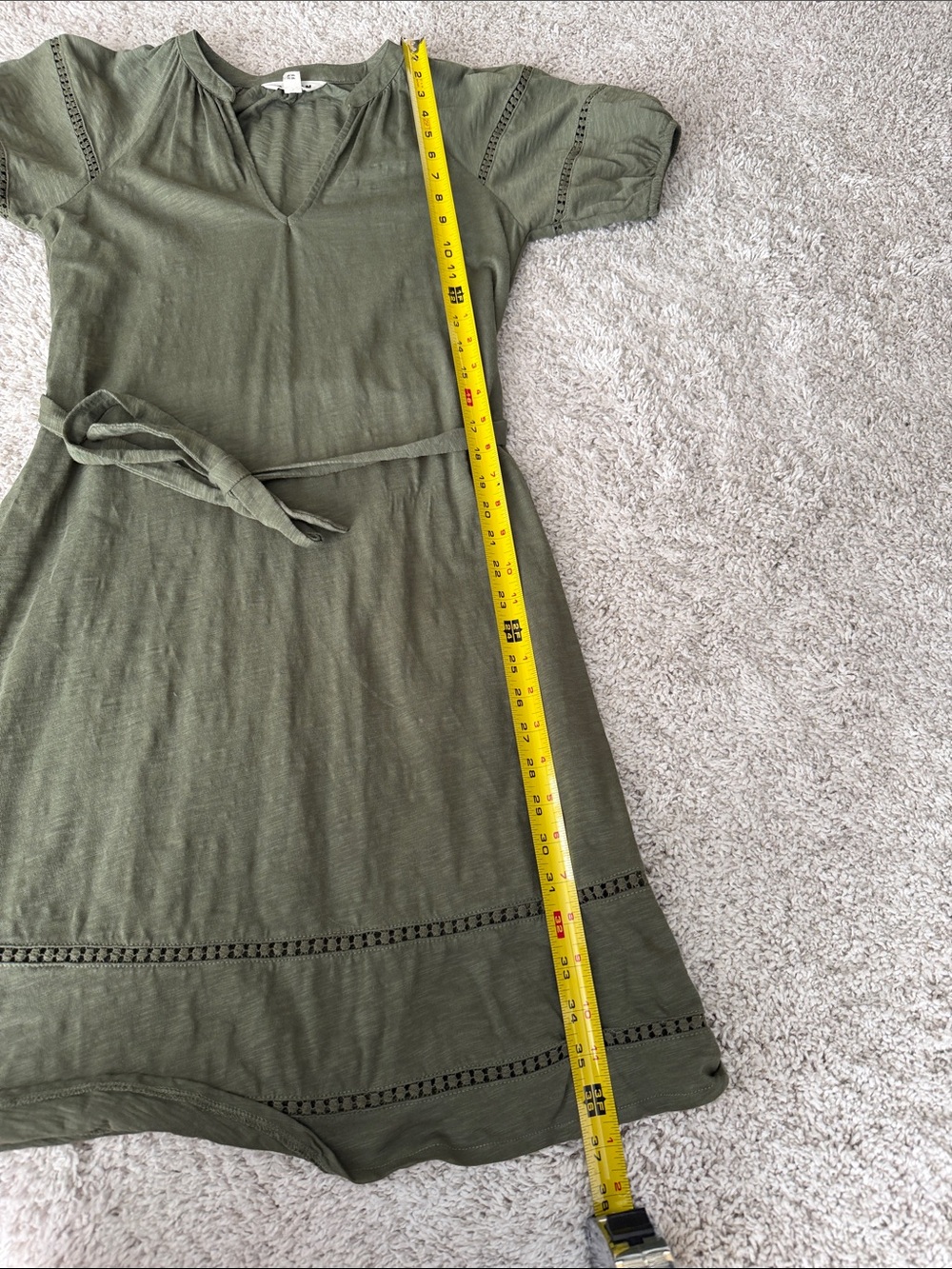 Boden Olive Green Short Sleeve Belted Midi Dress - Picture 8 of 8